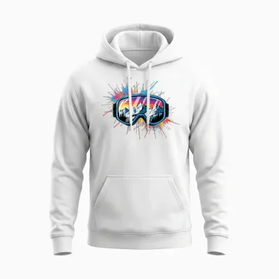 Ski Goggles Apres Ski Party Crew Snow Skiing Ski Unisex Hoodie - White