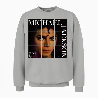 Mj-016 Back Printed T-Shirt, Black Unisex Sweatshirt - Ash
