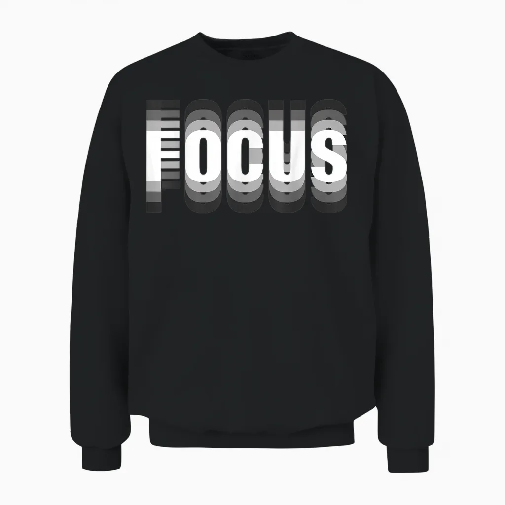 Focus Cool Trippy Optical Illusion T-Shirt, Black Unisex Sweatshirt in Black