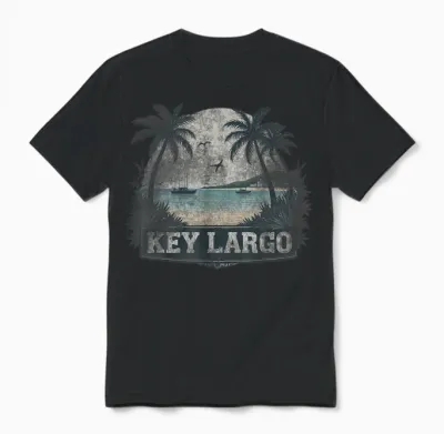 Retro Key Largo Landschaft Vintage Souvenir Unisex T-Shirt - Black