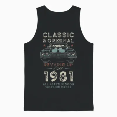 Né En 1981 Muscle Car 45e Anniversaire Unisex Tank Top - Black
