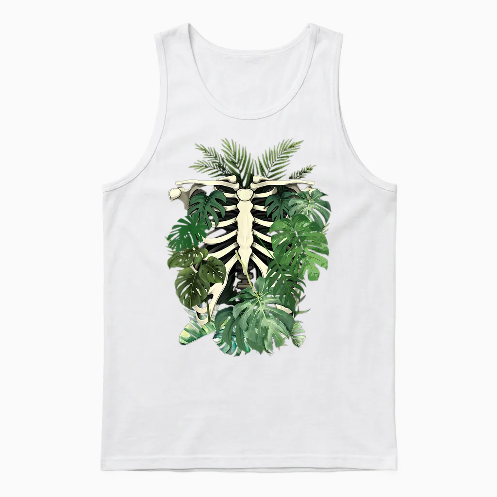 Skeleton Plant Body Monstera Leaf Plant Mom Gardening Woman Unisex Tank Top in White
