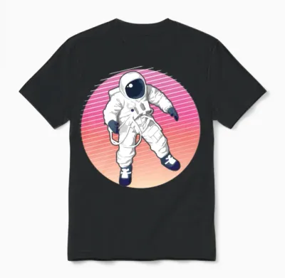 90s Retro Astronaut Sunset Unisex T-Shirt - Black