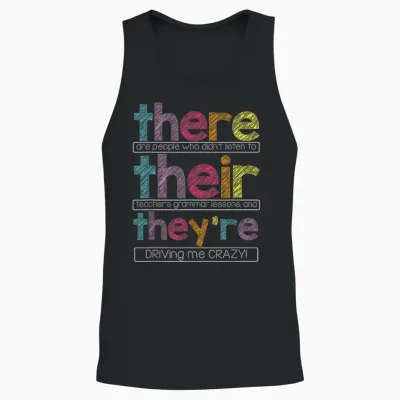There Their They're English Grammar Teacher Funny Humor T-Shirt Small Unisex Tank Top - Black