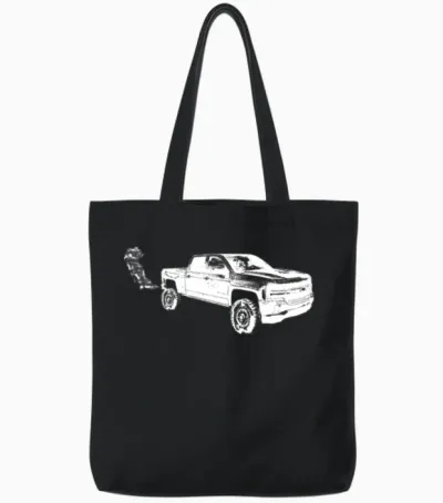 Duramax Diesel Truck Chevy Tread Rolling Coal Tote Bags - Black