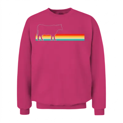 Cow Retro Unisex Sweatshirt - Heliconia