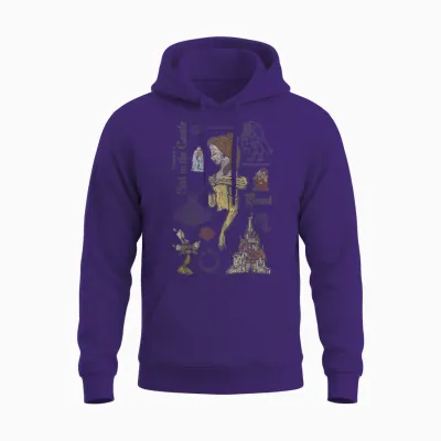 Disney Die Schöne Und Das Biest Charaktere Skizziertes Unisex Hoodie - Purple