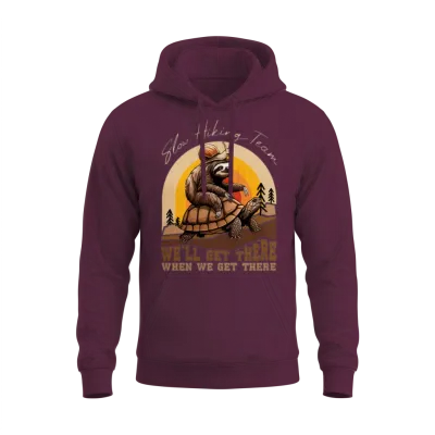 Slow Hiking Team - Funny Snail Sloth Tortoise Hike Unisex Hoodie - Maroon