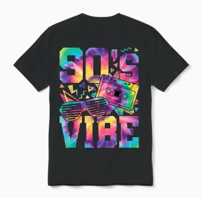 90s Vibe 90s Outfit Retro 90s Theme Party T-Shirt, Black Unisex T-Shirt - Black