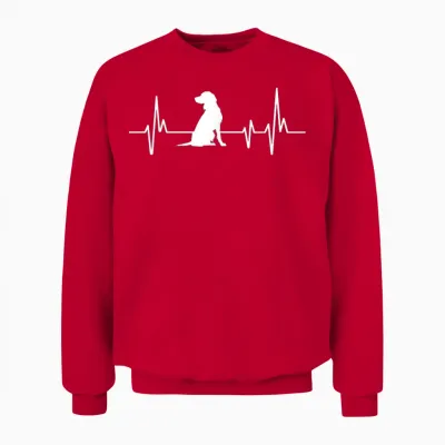Heartbeat Herzschlag Design Kleiner Münsterländer Hund Unisex Sweatshirt - Red