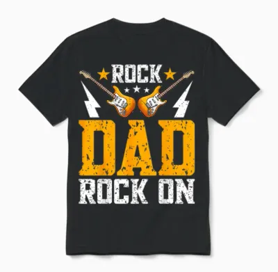 Rock Dad Rock on - Funny Rock Guitar Musician Dad Unisex T-Shirt - Black