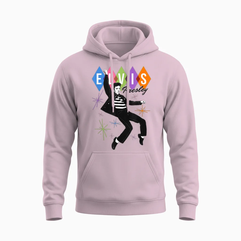 Elvis Presley Official Dancing Star Unisex Hoodie in Light Pink