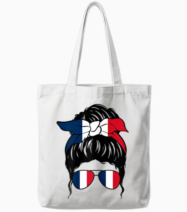 French Girl France French Flag French Pride Tote Bags in White
