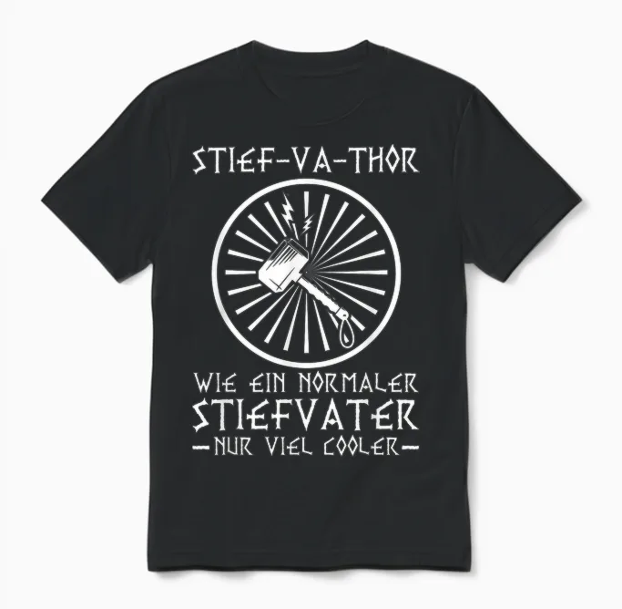 Bonus-Va-Thor Bonus Papa Wikinger Stiefvater Stiefpapa Unisex T-Shirt in Black