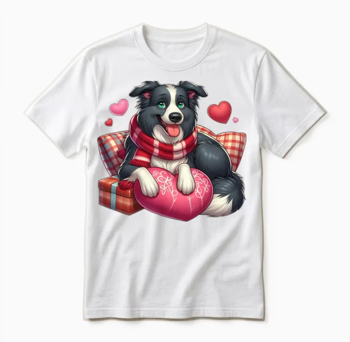 Border Collie Love Unisex T-Shirt in White