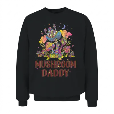 Retro Mushroom Daddy Unisex Sweatshirt - Black
